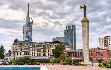 Fototapeta na wymiar Medea statue in Europe Square - Batumi, Georgia