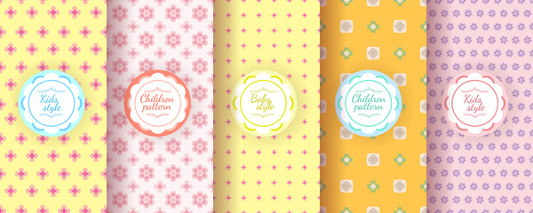 Kids colorful seamless pattern. Cute Baby design.