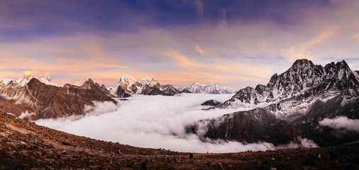 Sunset above the Gokyo lakes, from Gokyo Ri mountain
