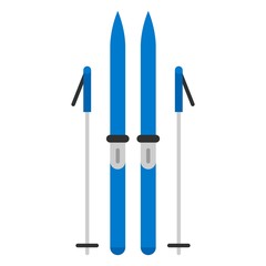 Mountain ski and stick icon isolated on white background