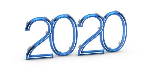 2020 year in blue digital 3d