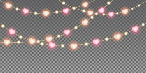Valentine's day heart lights garland
