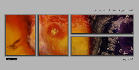 Vector cards. Set of templates brochure, poster, cover and sheets. Abstract painted background. Liquid marble texture