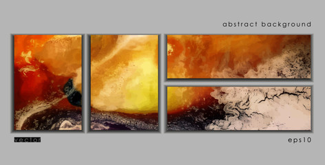 Vector cards. Set of templates brochure, poster, cover and sheets. Abstract painted background. Liquid marble texture