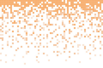 Fading pixel pattern background. Orange and white pixel background. Vector illustration.