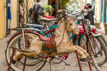colorful rocking horse in the streets of havana, cuba