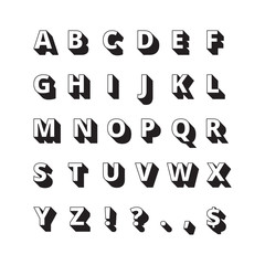 Alphabet long shadows. Font bold letters vector flat collection. Abc character, glyph typeface letter illustration