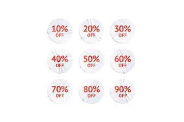 Blank white round sticker with discount mock up, isolated