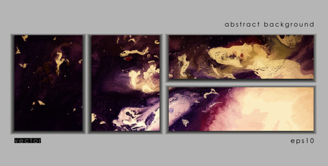 Vector cards. Set of templates brochure, poster, cover and sheets. Abstract painted background. Liquid marble texture