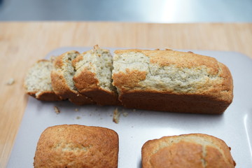 cooking banana cake on table