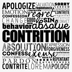 Contrition word cloud collage, concept background