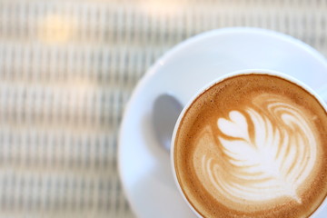 hot latte coffee drink put on table in the morning day