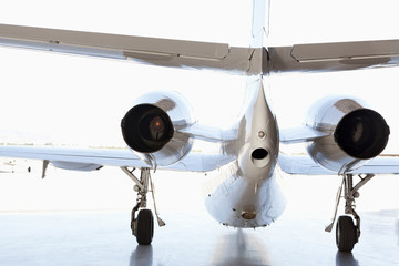 Back view of private airplane