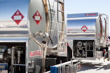 Back view of oil tankers