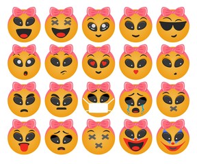 Obraz premium emoticons girl round set
