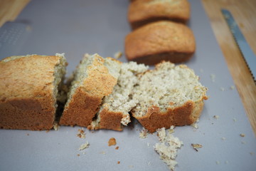 cooking banana cake on table
