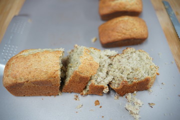 cooking banana cake on table