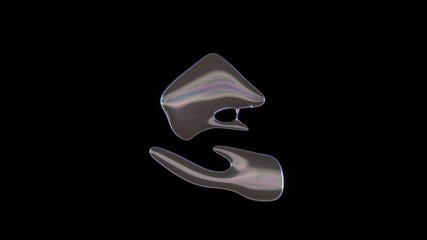 3D rendering of distorted transparent soap bubble in shape of symbol of house  isolated on black background
