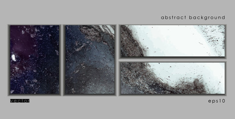Vector cards. Set of templates brochure, poster, cover and sheets. Abstract painted background. Liquid marble texture