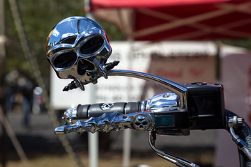 Decorative handlebars on a motorcycle near Mareeba in Tropical North Queensland, Australia