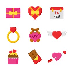 Happy Valentine Day icons and love icons set isolated on white background. Vector illustration