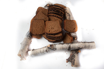 Fresh brown bread slice isolated on white background