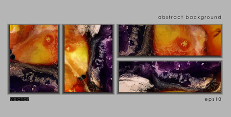 Vector cards. Set of templates brochure, poster, cover and sheets. Abstract painted background. Liquid marble texture