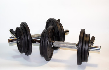 Beautiful photo of Isolated set of dumbbells