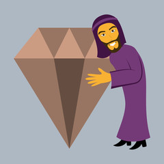 flat icon on theme Arabic business arabic man with a diamond