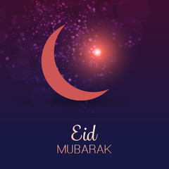 Obraz na płótnie Canvas Eid Mubarak - Moon in the Sky - Greeting Card for Muslim Community Festival