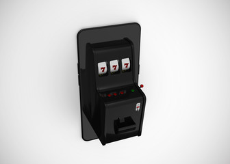 Slot Machine Online Mobile Casino Retro Style 777 One Arm Gambit 3D Render