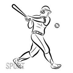 A baseball player swinging the bat. Vector illustration.