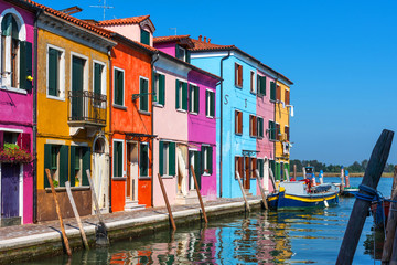 Fototapeta na wymiar Amazing view of colorful houses in Burano, Venice, Italy.