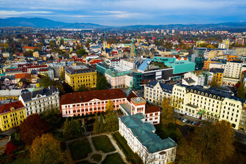 Fototapeta na wymiar Aerial view of Czech city of Liberec
