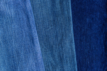 Different blue jeans denim textures
