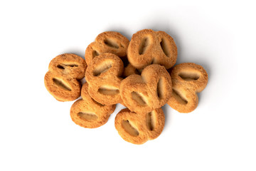 Shortbread pastry ear isolated on white background.