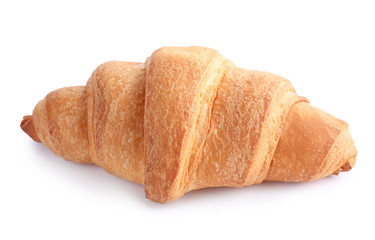 Tasty fresh crispy croissant isolated on white