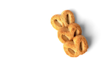 Shortbread pastry ear isolated on white background.