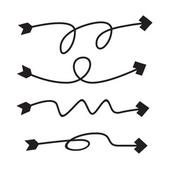 curved and doodle arrows heart head vector set