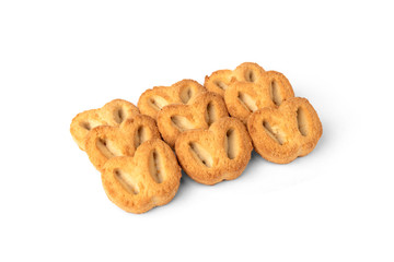 Shortbread pastry ear isolated on white background.