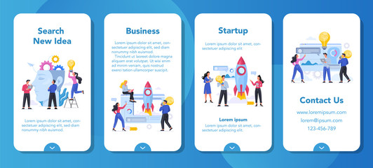 Business process mobile application banner. Business people