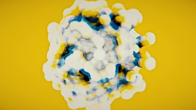 Techno Electronic Music VJ visualization. EDM event animation of psychedelic white fluid on a yellow background in 4k
