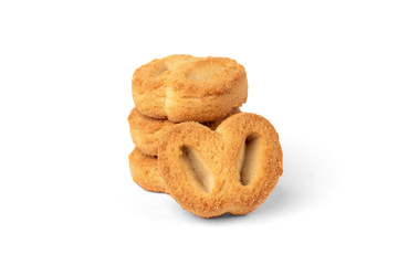 Shortbread pastry ear isolated on white background.