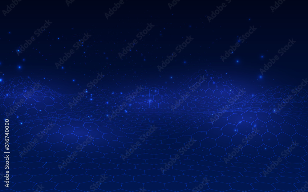 Poster abstract technology background. background 3d grid.cyber technology ai tech wire network futuristic 