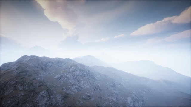 Volcano Crater Landscape with Fog