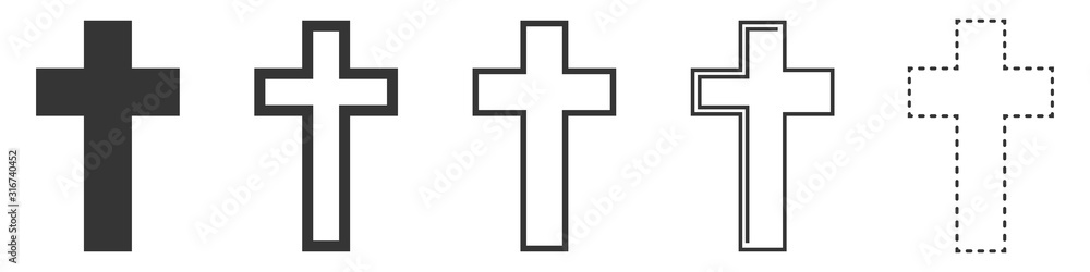 Poster set of christian cross vector icons isolated.