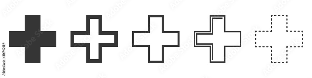 Wall mural set of medical cross vector icons isolated.