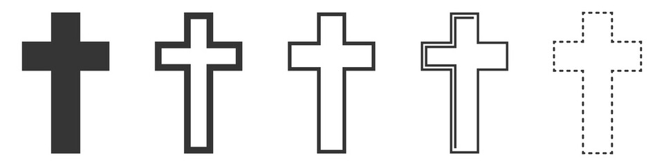 Set of Christian Cross vector icons isolated.
