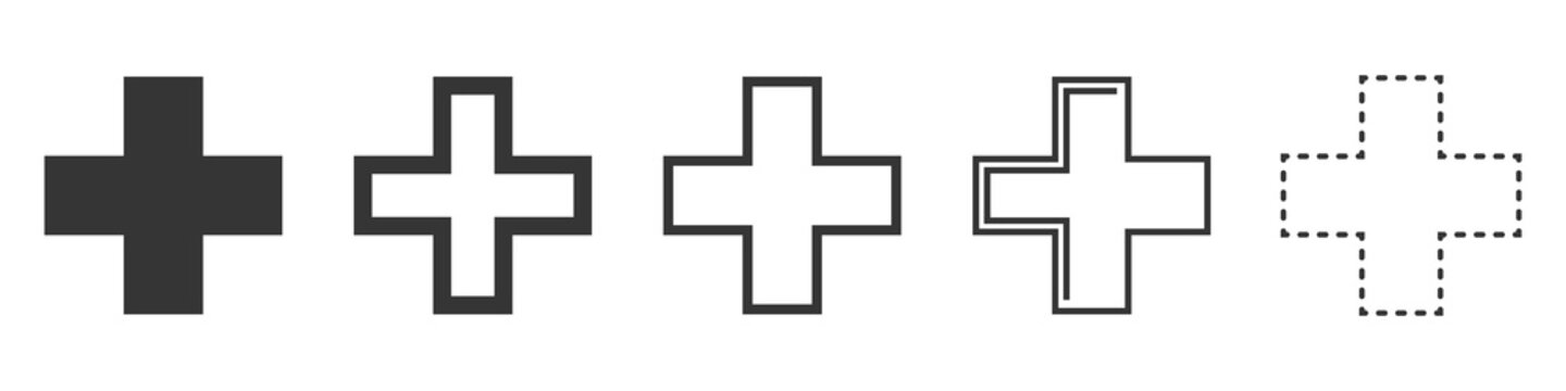 Set of Medical Cross vector icons isolated.