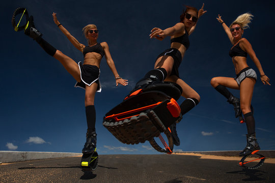 Outdoor fitness workout in team